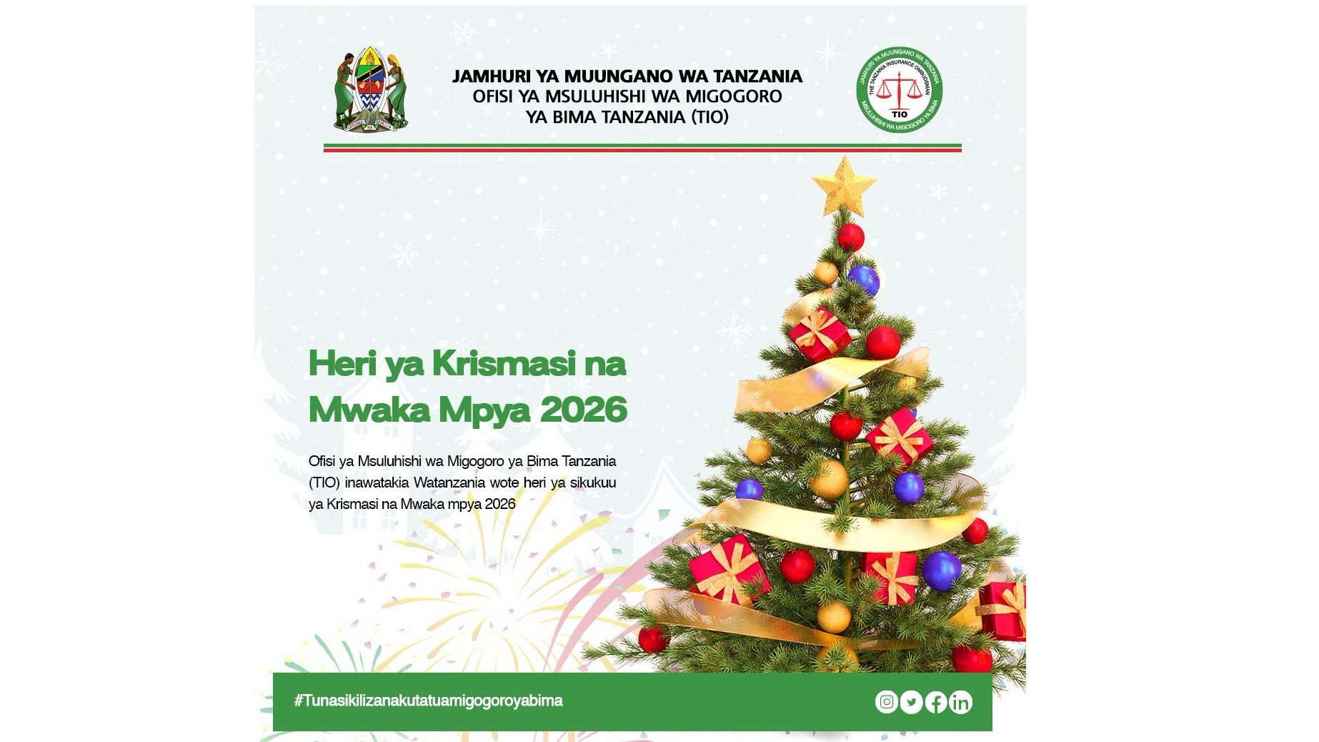 TIO inawatakia wakristo na watanzania wote heri ya Sikukuu ya Kristimasi